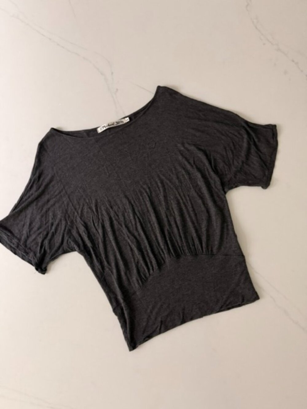 Michael Stars Dolman Sleeve Boatneck Top in dark grey one size